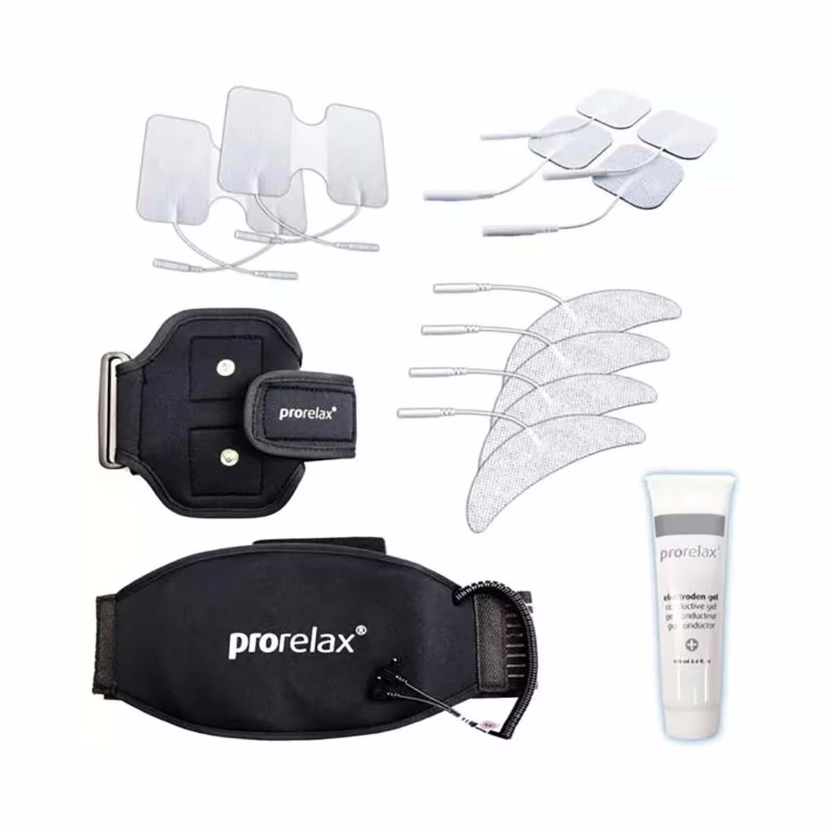 Prorelax Massage Zubehör-Set zu TENS / EMS – Muskelstimulator/EMS – schwarz / weiss