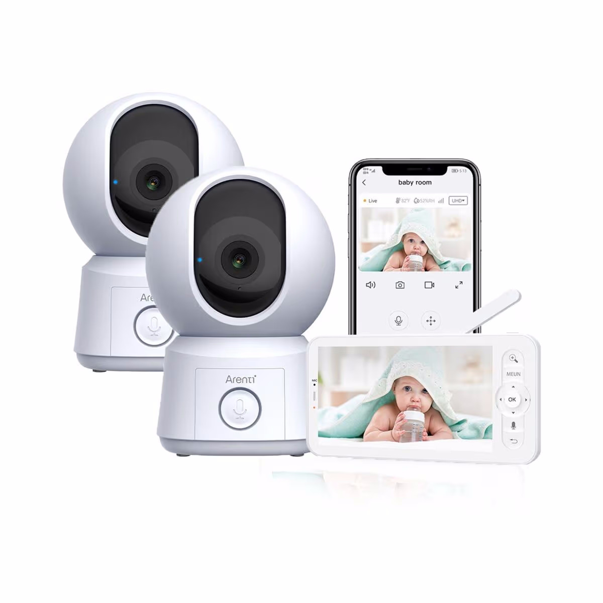 Image of Arenti Nanny 2 Kamera Babyphone – weiss