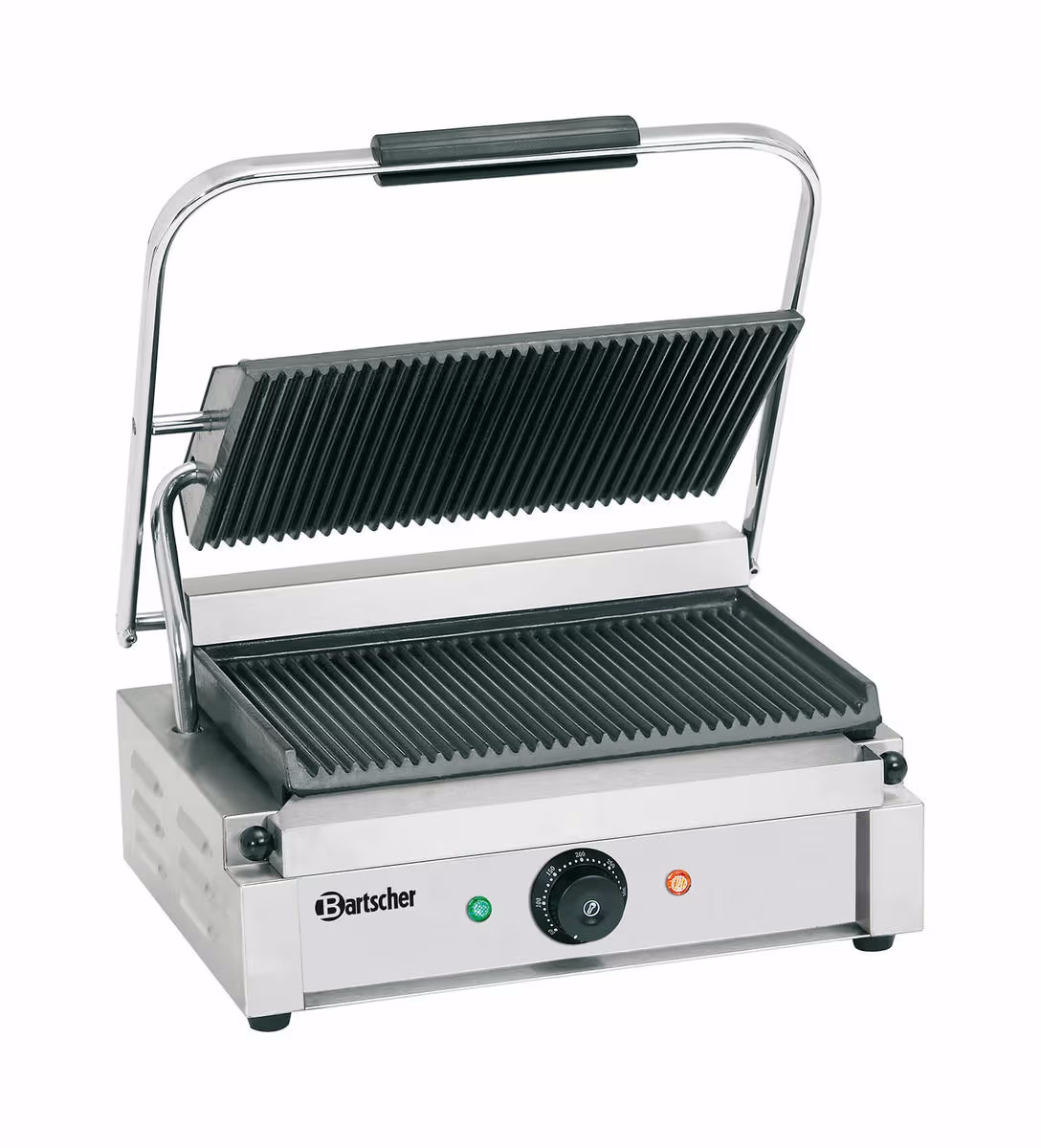 Image of Bartscher Kontaktgrill "Panini", gerillt/gerillt – Gastro Grill/Griddleplatte – edelstahl