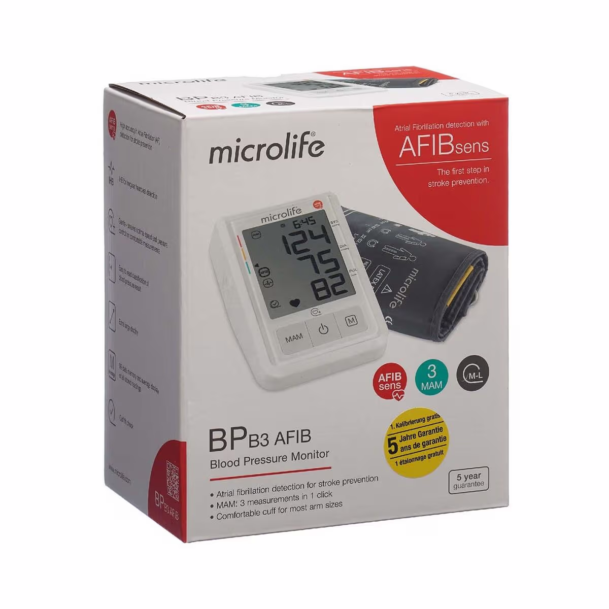 Image of Microlife BP B3 AFIB Blutdruckmessgerät – Blutdruckmessgerät/Herzfrequenzmessgerät – weiss