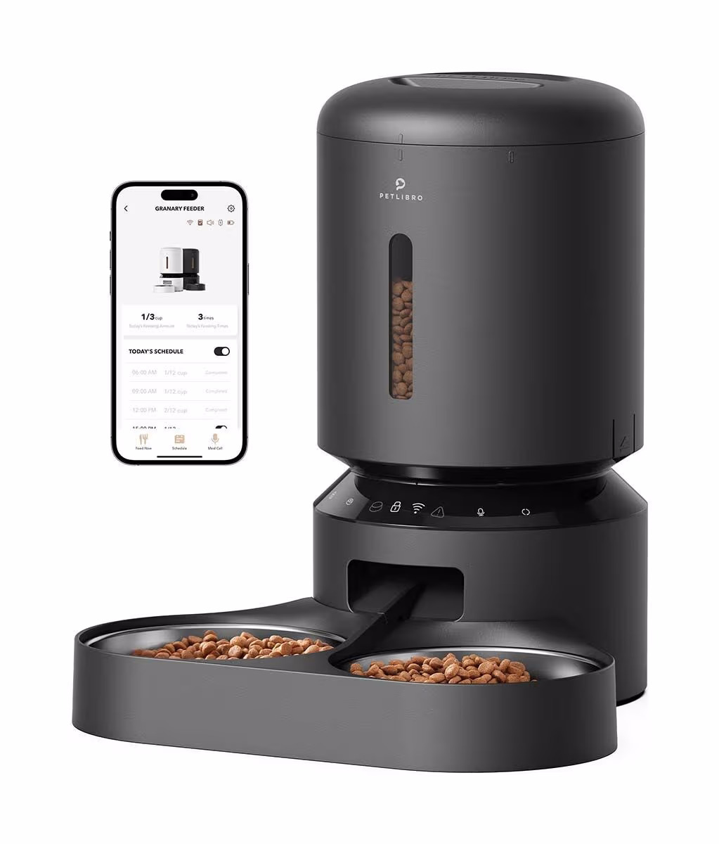 PETLIBRO Granary WIFI Dual Food Tray Schwarz Haustierfutterautomat – Tierbedarf