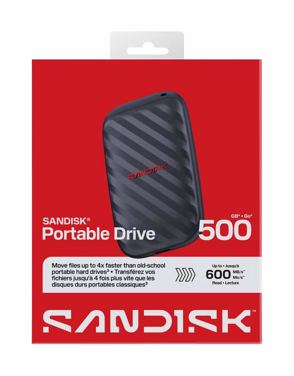 Image of SANDISK Portable Drive 500GB 600MB/s Portable SSD – SSD (Solid State Disks) – schwarz
