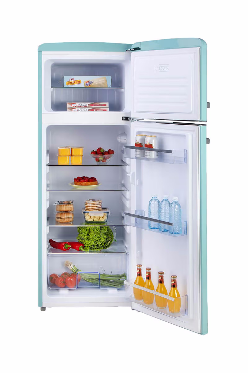 Domo DO91705R Retro Kühl-Gefrierkombination - 206 L Blau Kühlschrank mit Gefrierfach freistehend