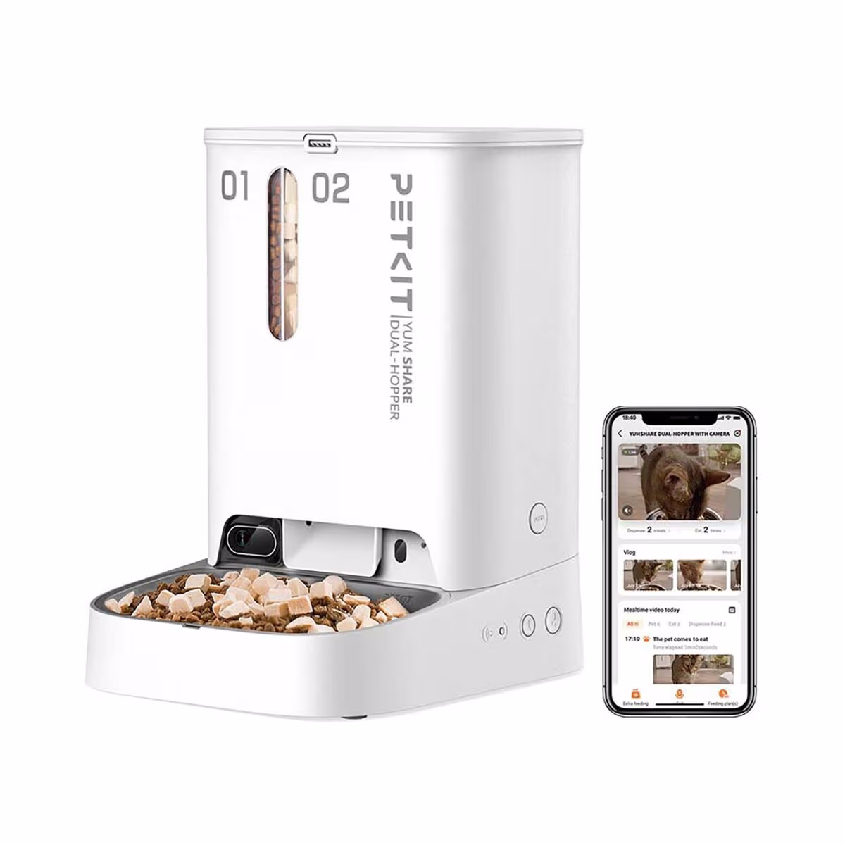 PETKIT YUMSHARE Dual-Hopper Smart Haustierfutterautomat – Tierbedarf – weiss