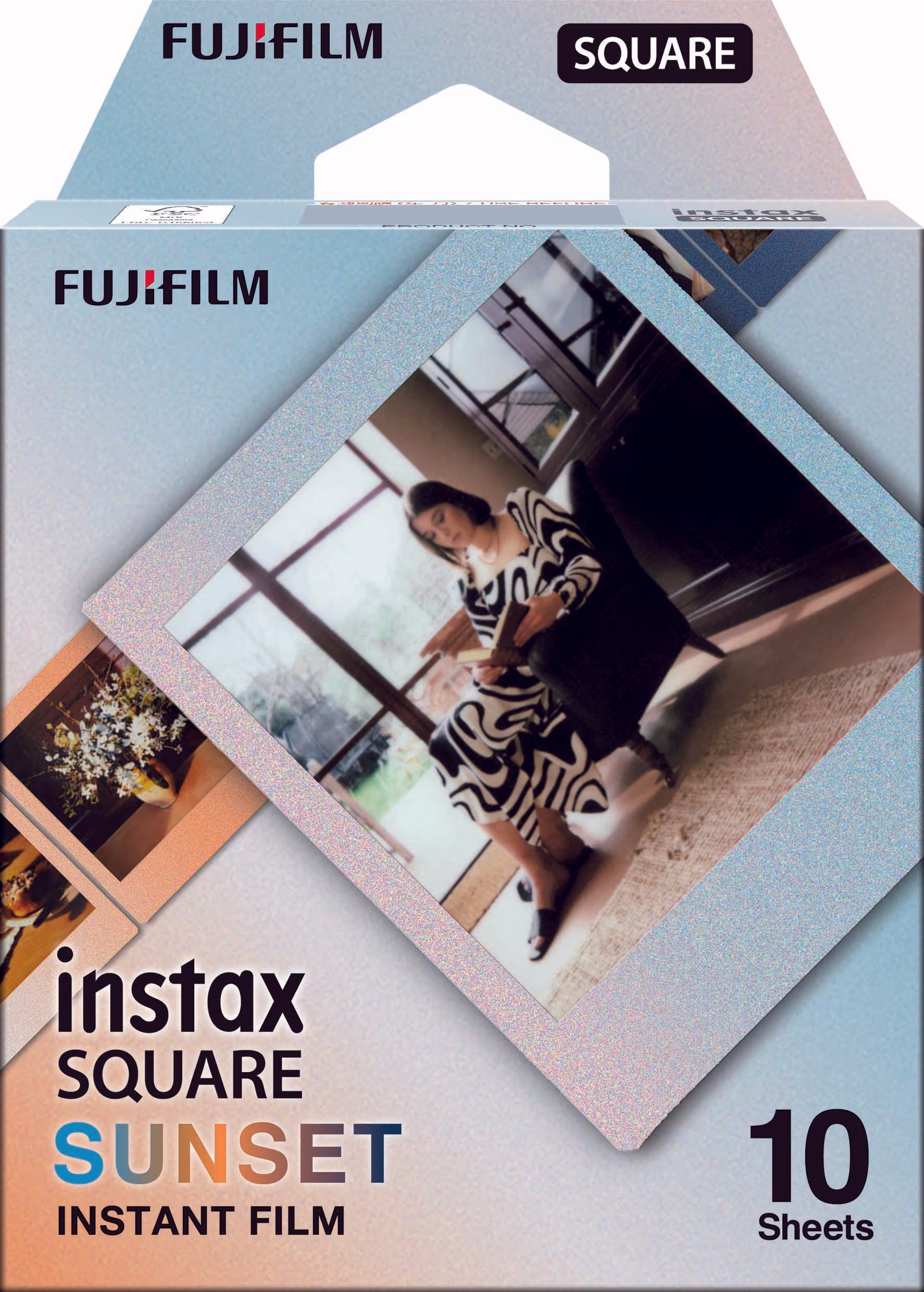 Fujifilm Instax Square Sunset Film Sofort-Bild – Sofortbildkamera/Polaroid Kamera – hellgrün / hellblau / lila