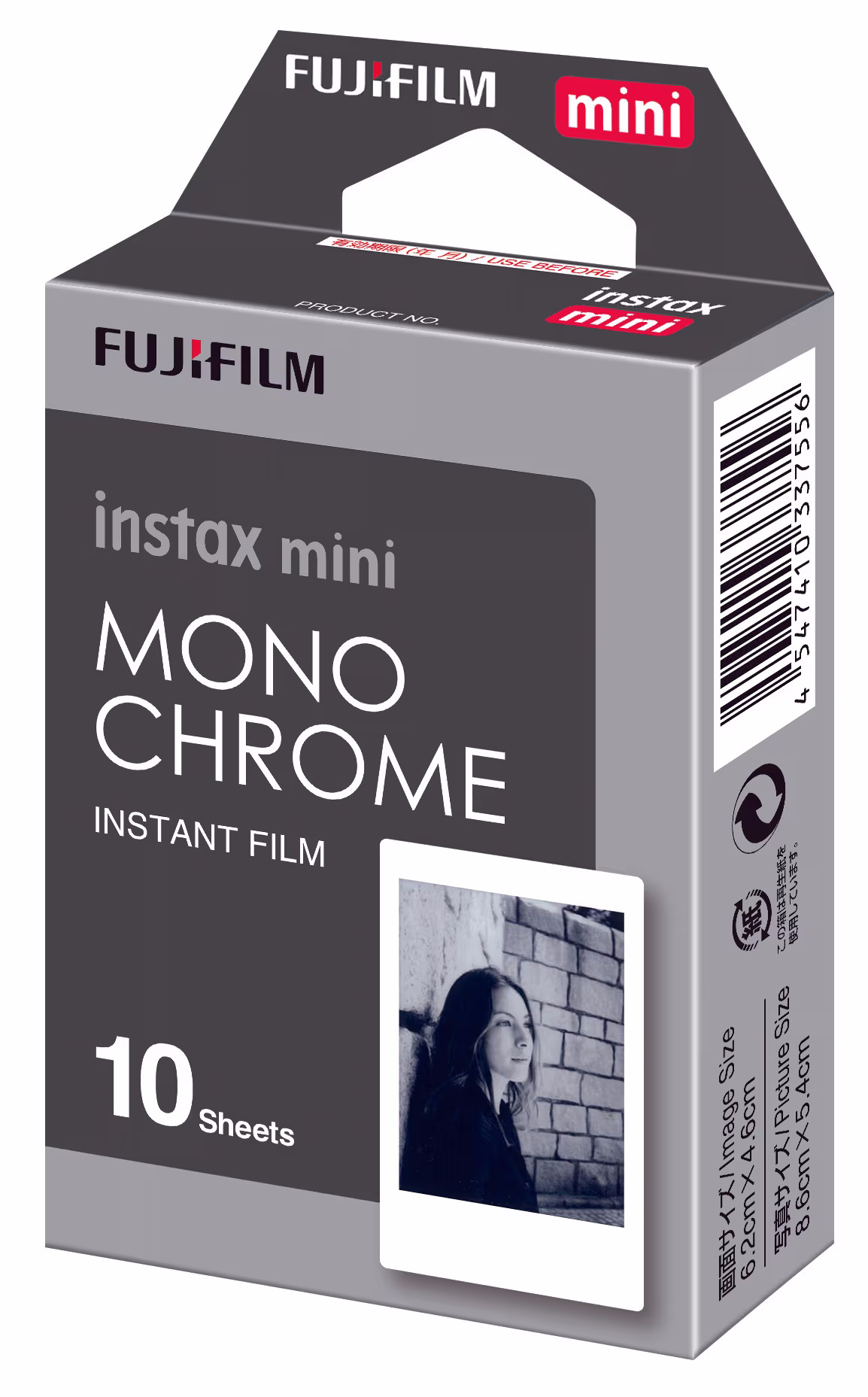 Fujifilm InstaxMini Film Monoch Film Sofort-Bild – Sofortbildkamera/Polaroid Kamera – chrom