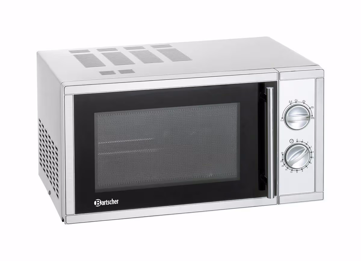 Bartscher Mikrowellengerät 23L, 900W Gastro Mikrowelle – Gastro Backofen/Gastro Kochfeld/Gastro Mikrowelle – chrom