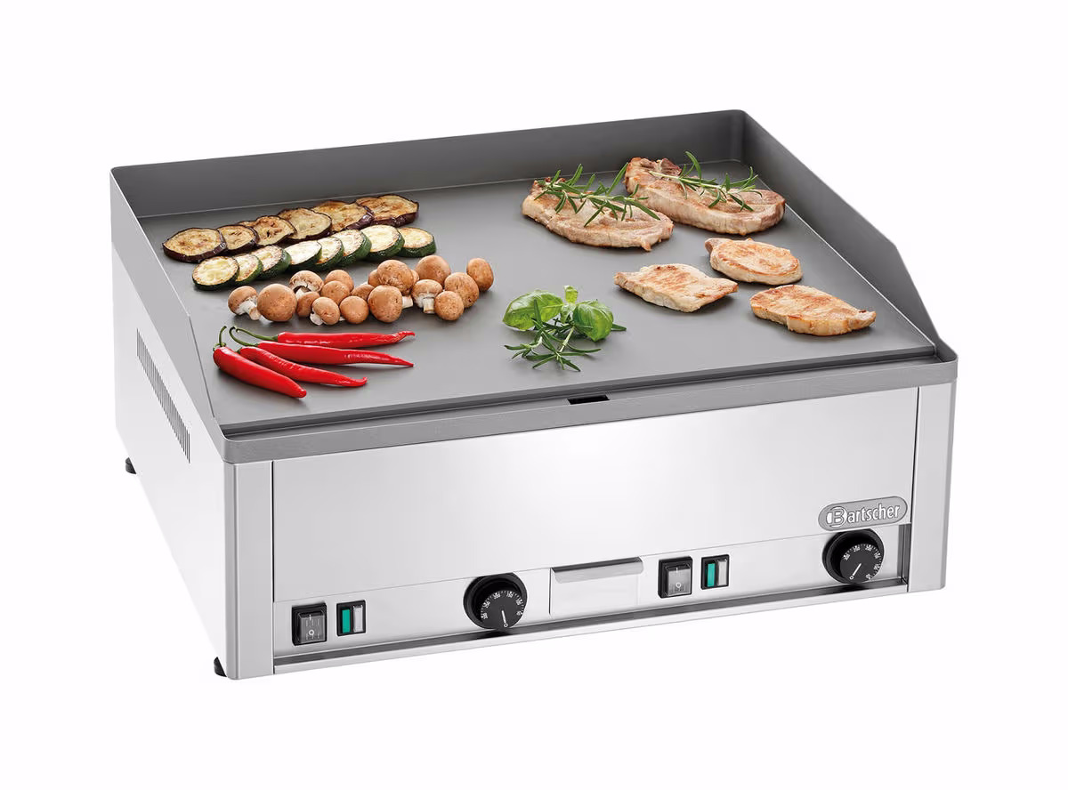 Bartscher Elektro-Griddleplatte 650, Guss, glatt – Gastro Grill/Griddleplatte – grau