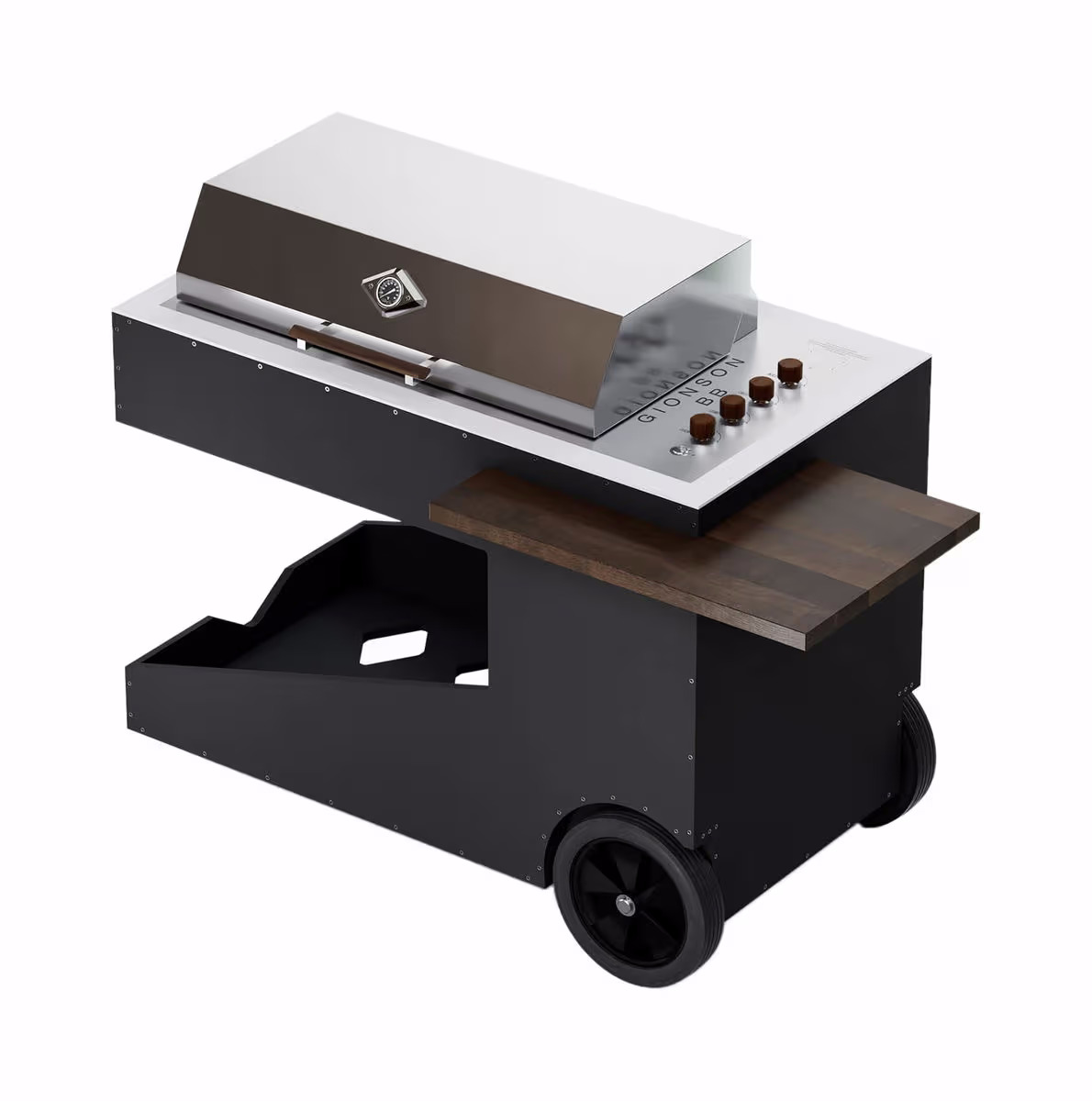 Gionson Grillwagen zu Einbaugrill 1054 – Grill Ablage/Grill Rollwagen/Grill Erweiterung – schwarz