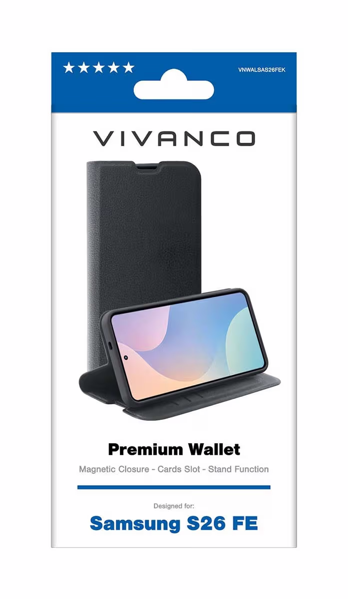 Image of Vivanco Premium Wallet Samsung S26FE Wallet Hülle – Handyhülle/Handy Tasche – transparent