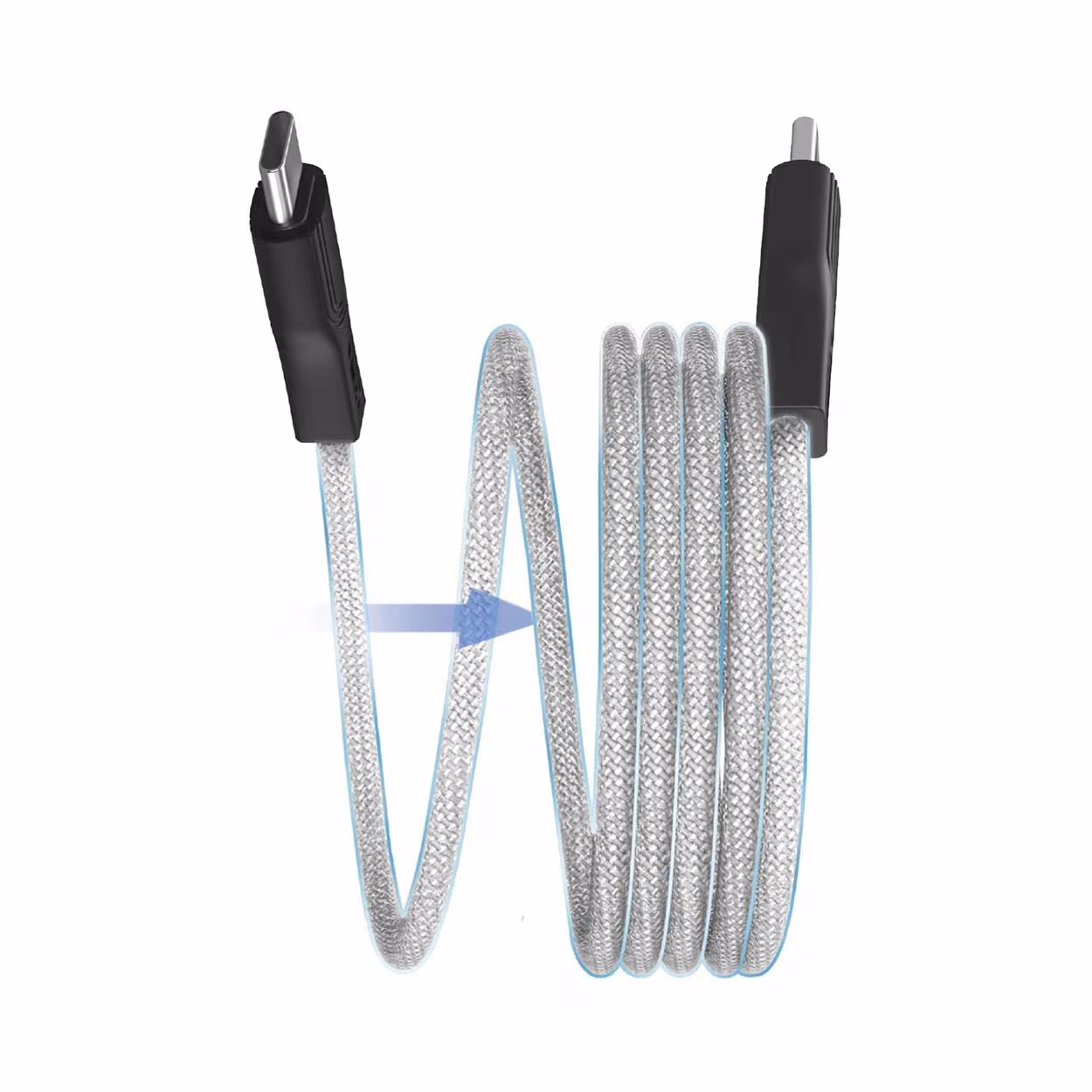 Image of Vivanco USB-C to USB-C magnetic cable, 60W, 1m Magnetisches USB-C-auf-USB-C-Kabel – USB C Kabel/Adapter/Ladegerät – weiss