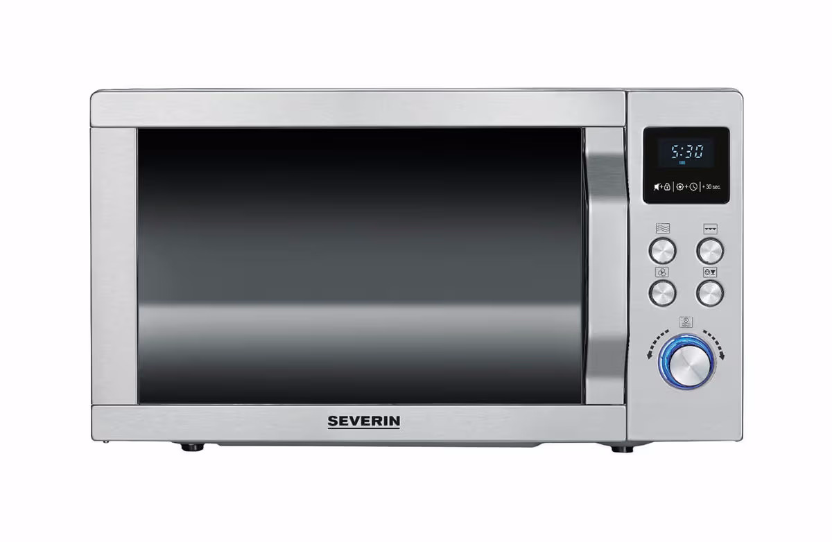 Severin MW 7774 Mikrowelle mit Grill- & Heissluftfunktion – silber