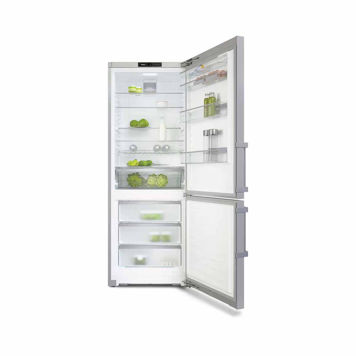 Miele Stand-Kühl-Gefrierkombination KFN 4796 CD edt/cs Kühlschrank mit Gefrierfach freistehend – silber