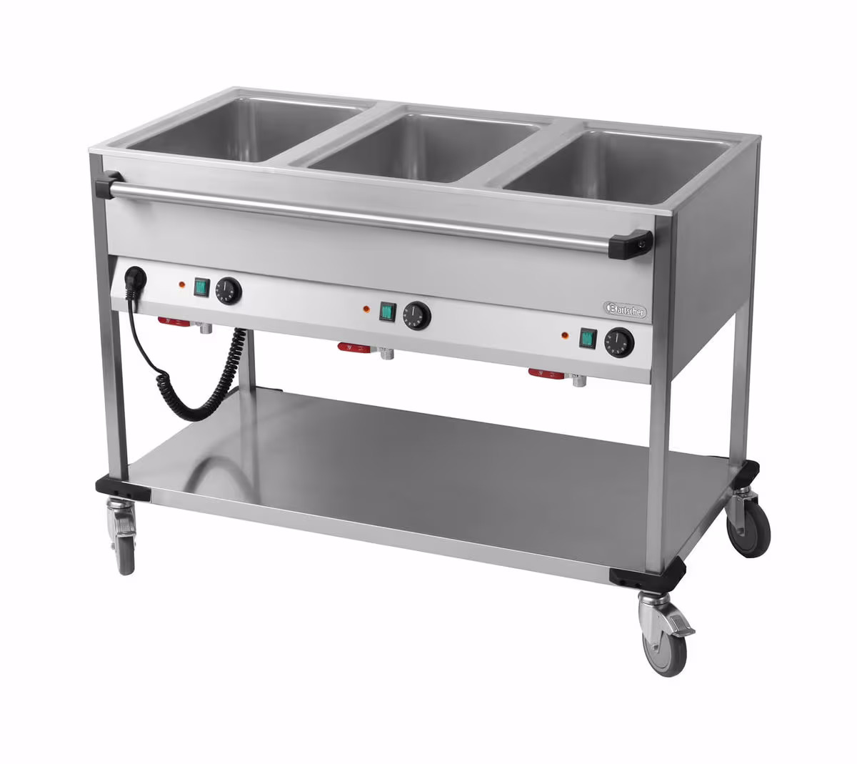 Bartscher Bain-Marie-Wagen 3 x GN 1/1-200mm, lang – Gastro Inventar/Gastro Einrichtungen – edelstahl