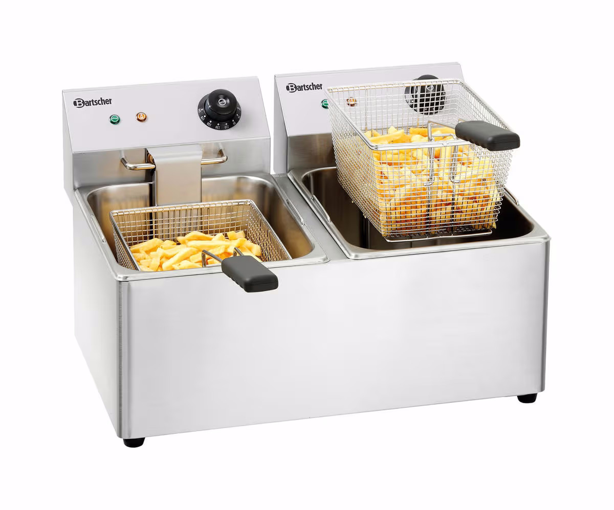 Bartscher Elektro-Doppel-Fritteuse "Snack IV" Gastro Fritteuse – Gastro Friteuse – edelstahl