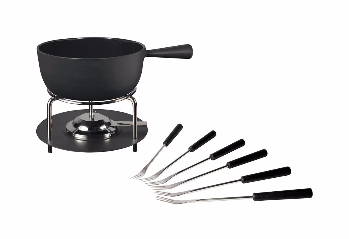 Stöckli Käsefonduegarnitur Aragon Large Classic, 22cm – Fondue Set – schwarz