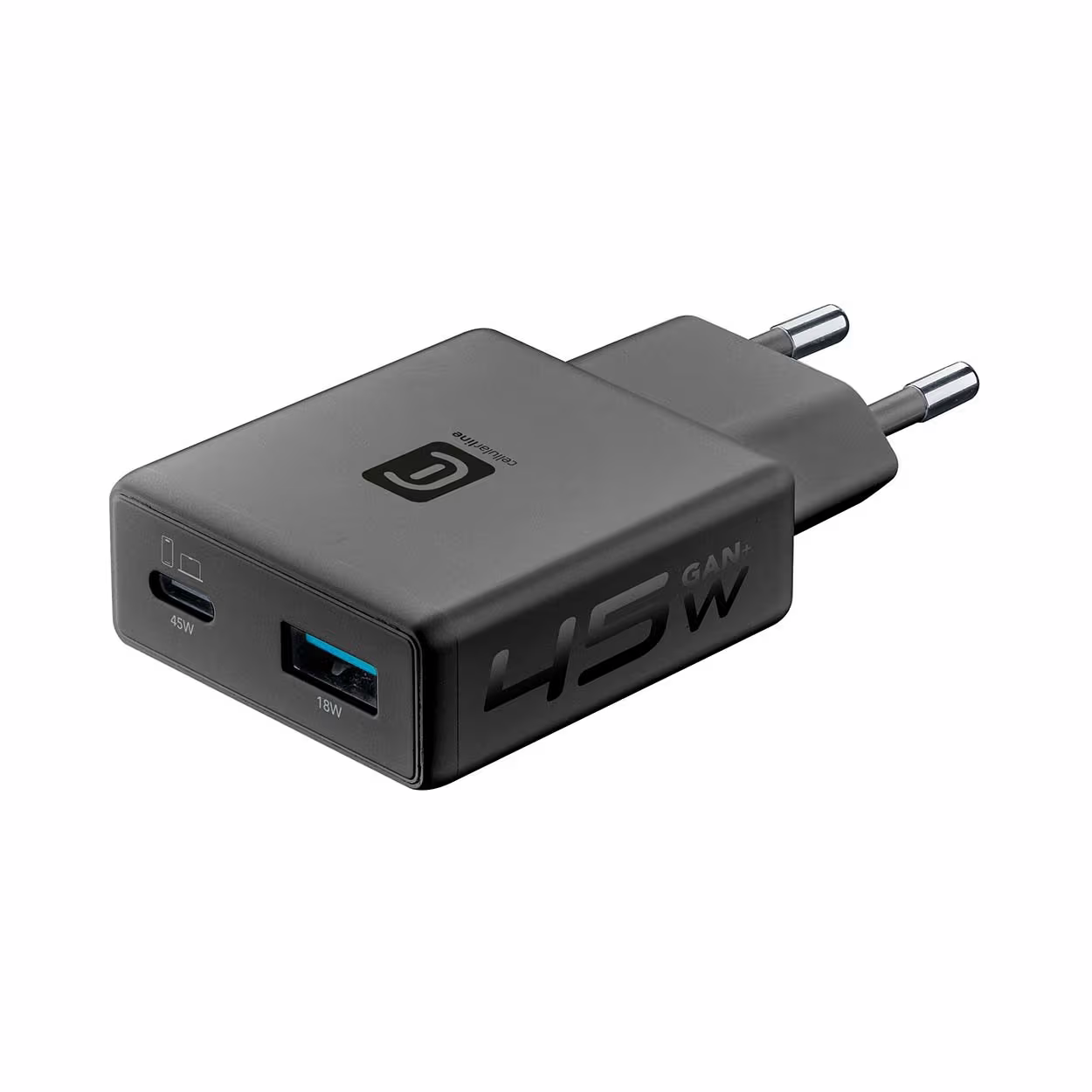 Image of Cellularline ACH Power Lite 45W Dual A+C Ladegerät – USB C Kabel/Adapter/Ladegerät – schwarz