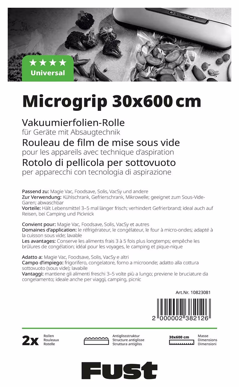 Fust Microgrip 30 x 600 CM Vakuumierbeutel – Vakuumiergerät Zubehör – transparent