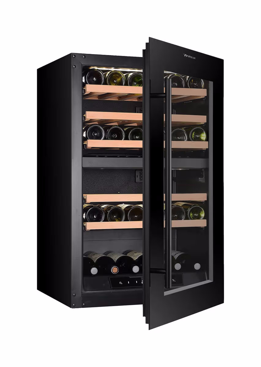 Trisa Einbau-Weinkühlschrank 100 L, Dual Zone Einbau Weinkühlschrank – schwarz
