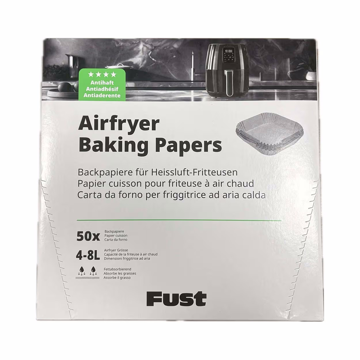 Fust Air Fryer Baking Papers Backpapier für Heissluftfritteusen – Friteuse Zubehör – braun