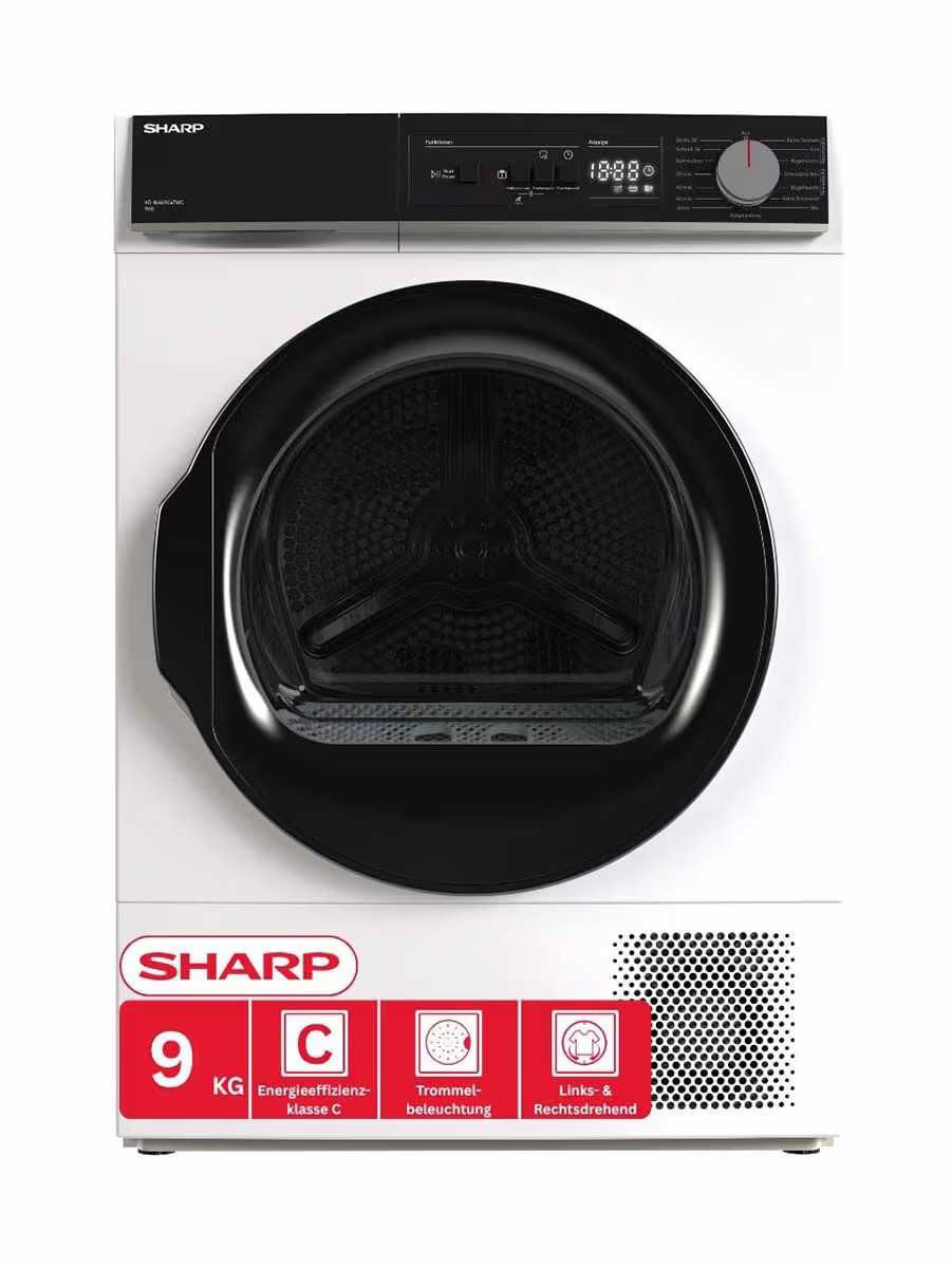 Image of Sharp KD-NHA9G6TWC Wäschetrockner – Tumbler/Wäschetrockner – schwarz / weiss