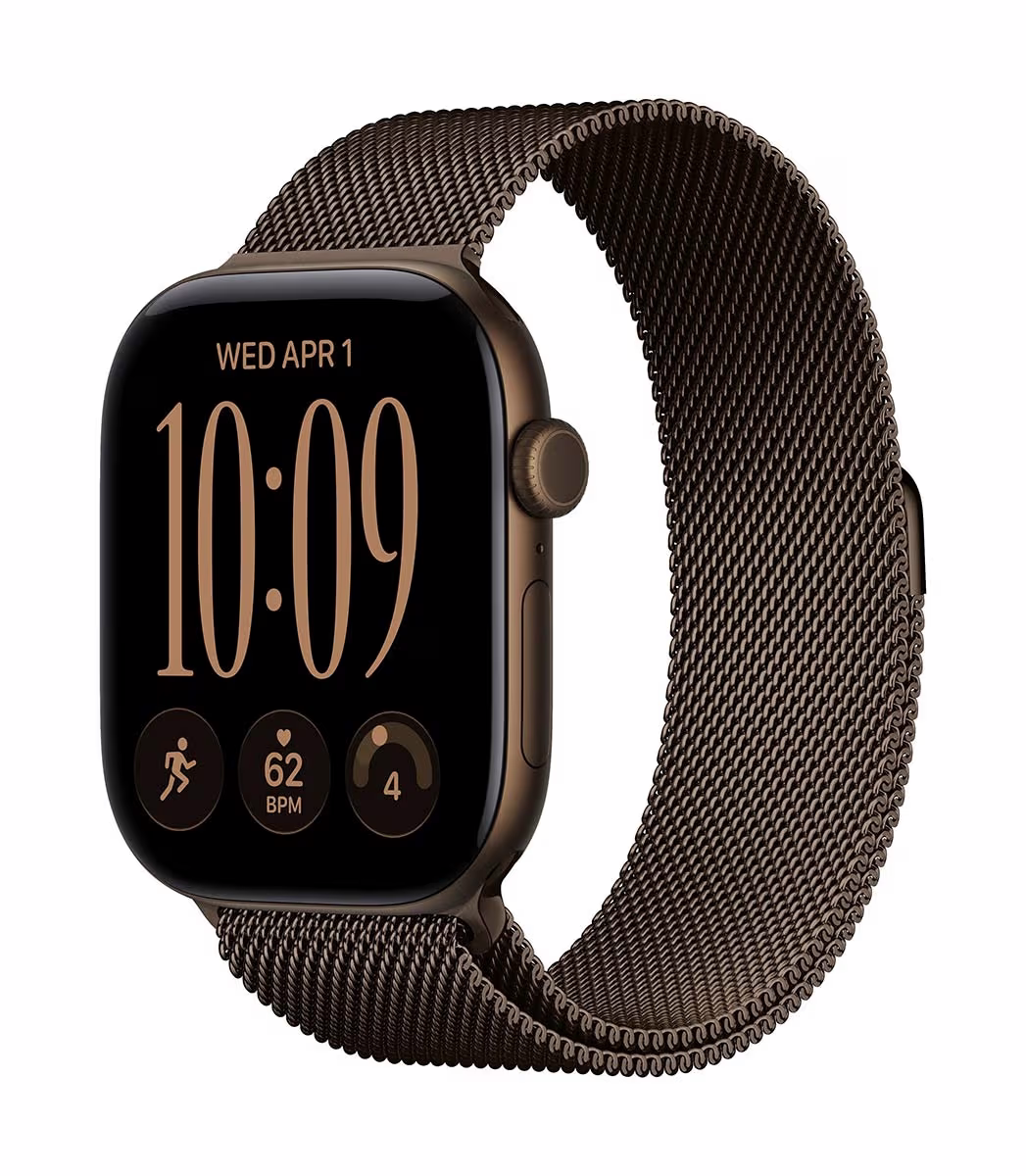 Image of Apple Watch Series 12 GPS + Cellular 46mm Dark Bronze Aluminium Case / Dark Bronze Milanese Loop - S/M Apple Watch 12
