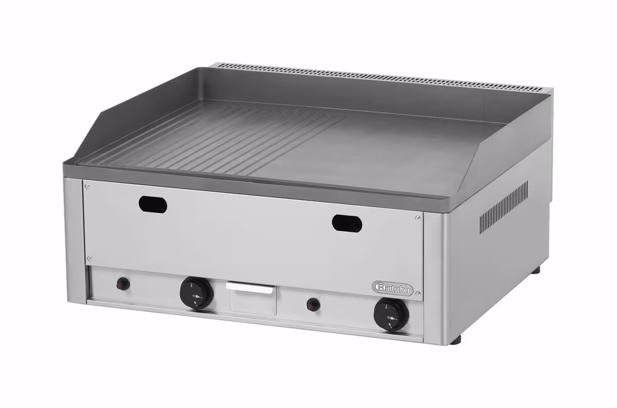 Bartscher Gas-Griddleplatte 650, Guss, 1/2-1/2 mit Flüssiggasanschluss – Gastro Grill/Griddleplatte – edelstahl