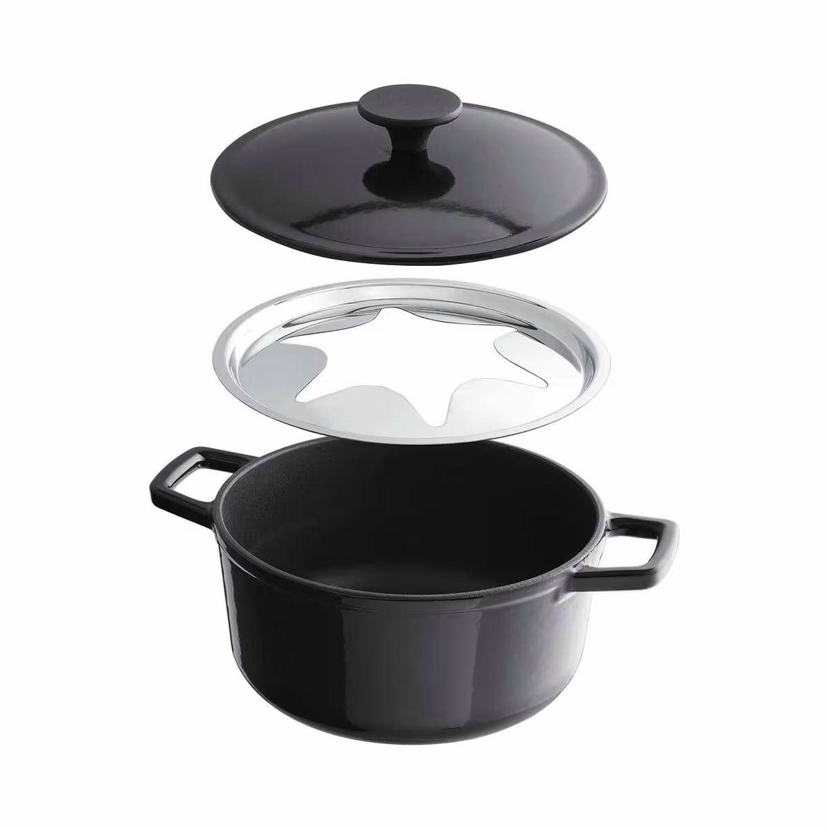 Image of Kisag Duo 2in1 Fondue Topf – Fondue Caquelon – schwarz