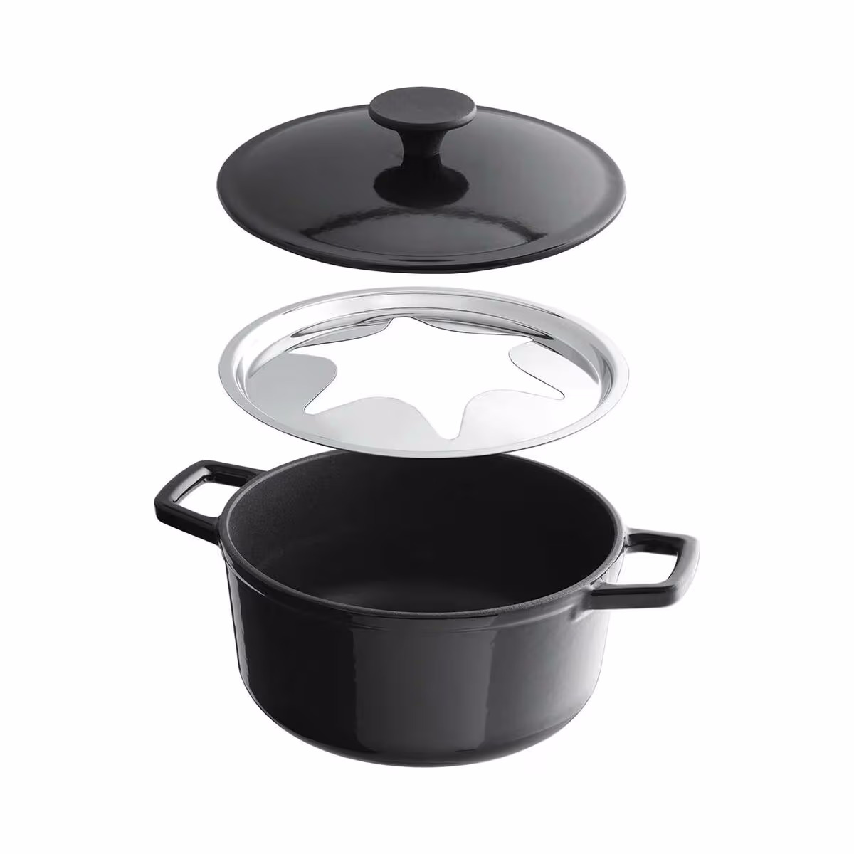 Kisag Duo 2in1 Fondue Topf – Fondue Caquelon – schwarz