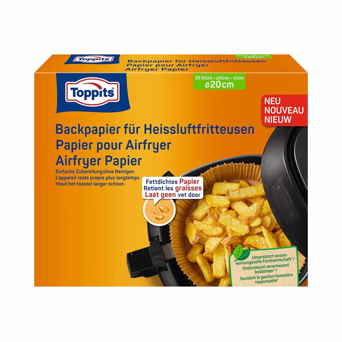 Image of Toppits Backpapier Backpapier für Heissluftfritteusen – Airfryer - Friteuse – braun