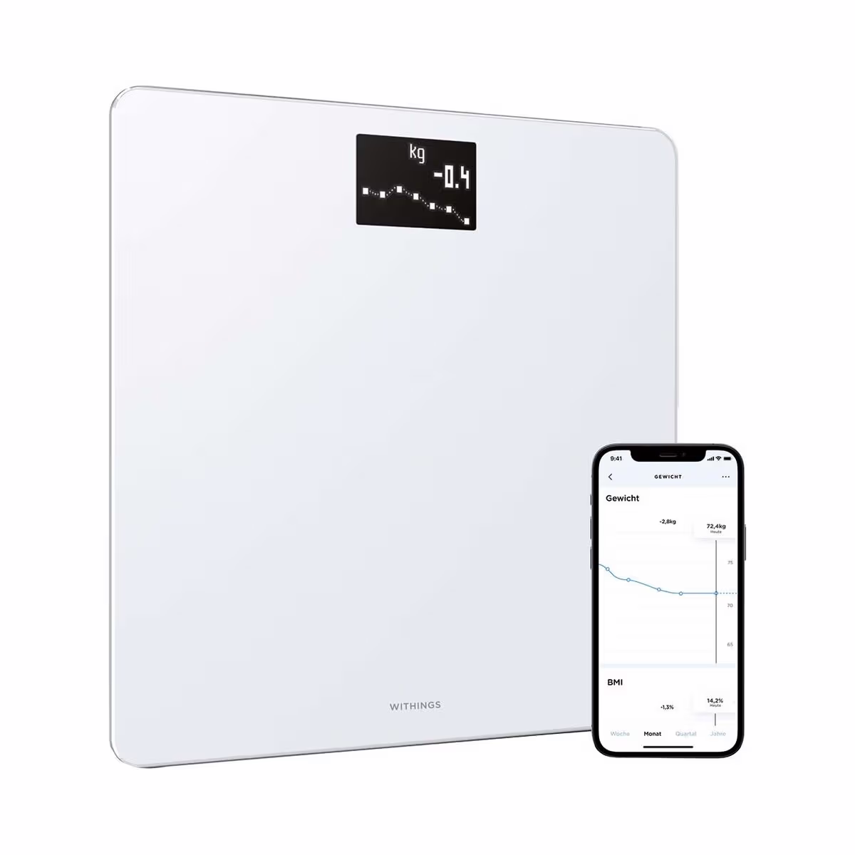 Image of Withings Body weiss Analyse-Körperwaage – Körperanalysewaage/Körperfettwaage