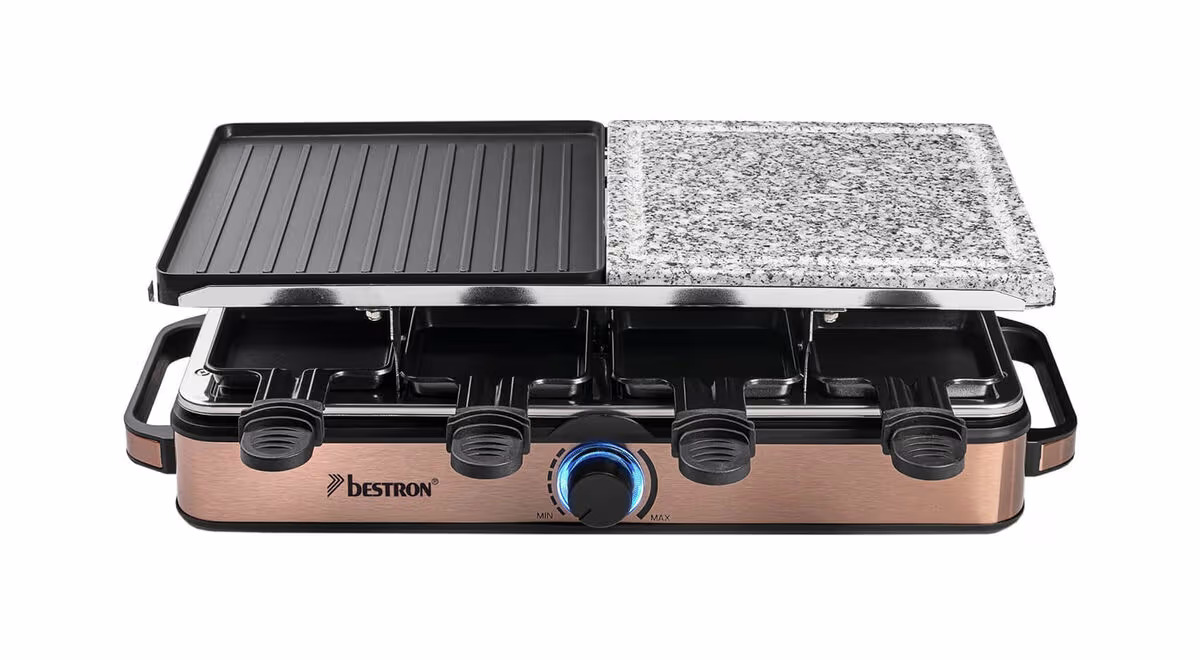 Bestron ARG1200CO Raclette-Grill – Raclette Ofen/Raclette Grill – kupfer