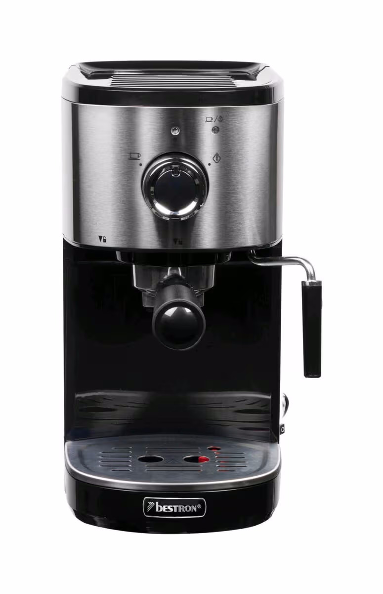 Bestron Espressomaschine AES800STE – Siebträgermaschine/Espressomaschine – edelstahl / schwarz