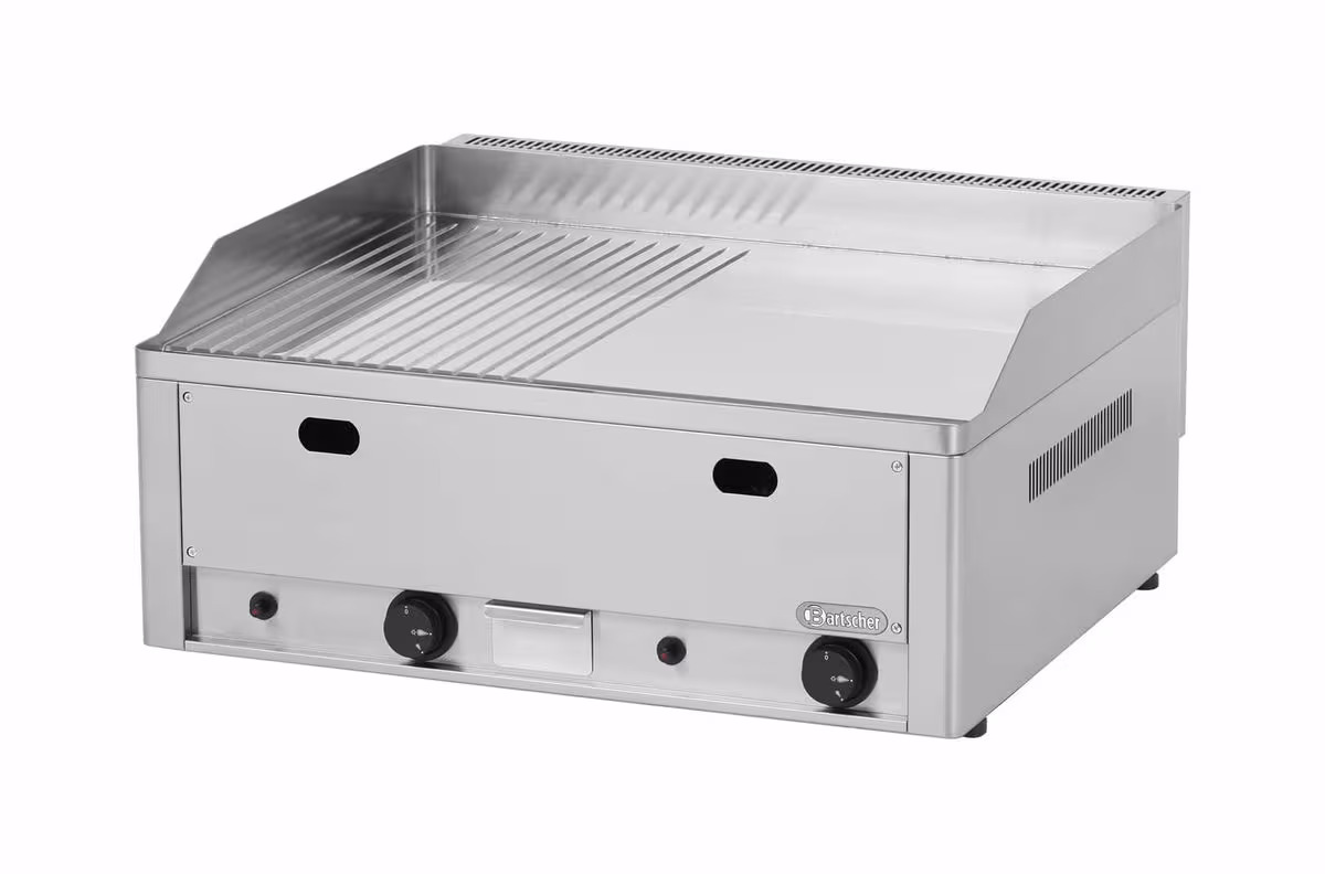 Bartscher Gas-Griddleplatte 650, Chrom, 1/2-1/2 mit Flüssiggasanschluss – Gastro Grill/Griddleplatte – edelstahl