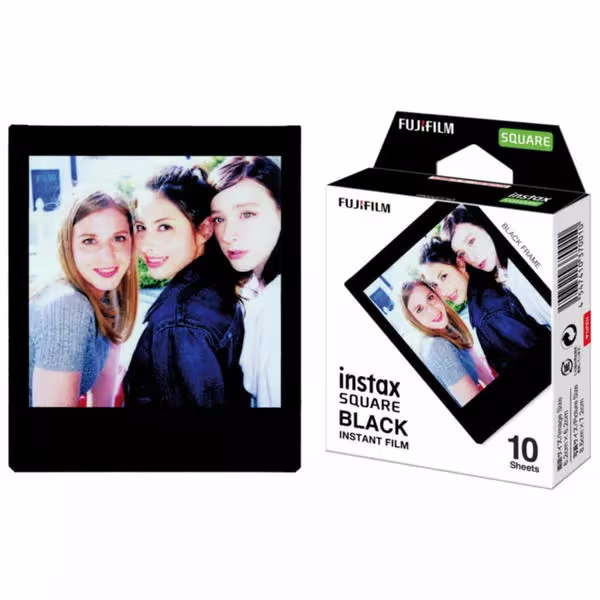 Fujifilm Instax Square 10 Sheet Black Frame Film Sofort-Bild – Sofortbildkamera/Polaroid Kamera – schwarz
