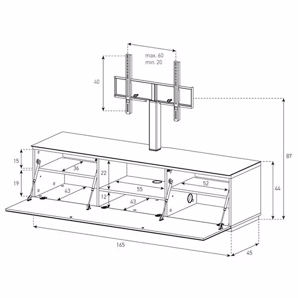 Balcar STA161F-BLK-BLK-BS TV-Möbel – TV Möbel – schwarz