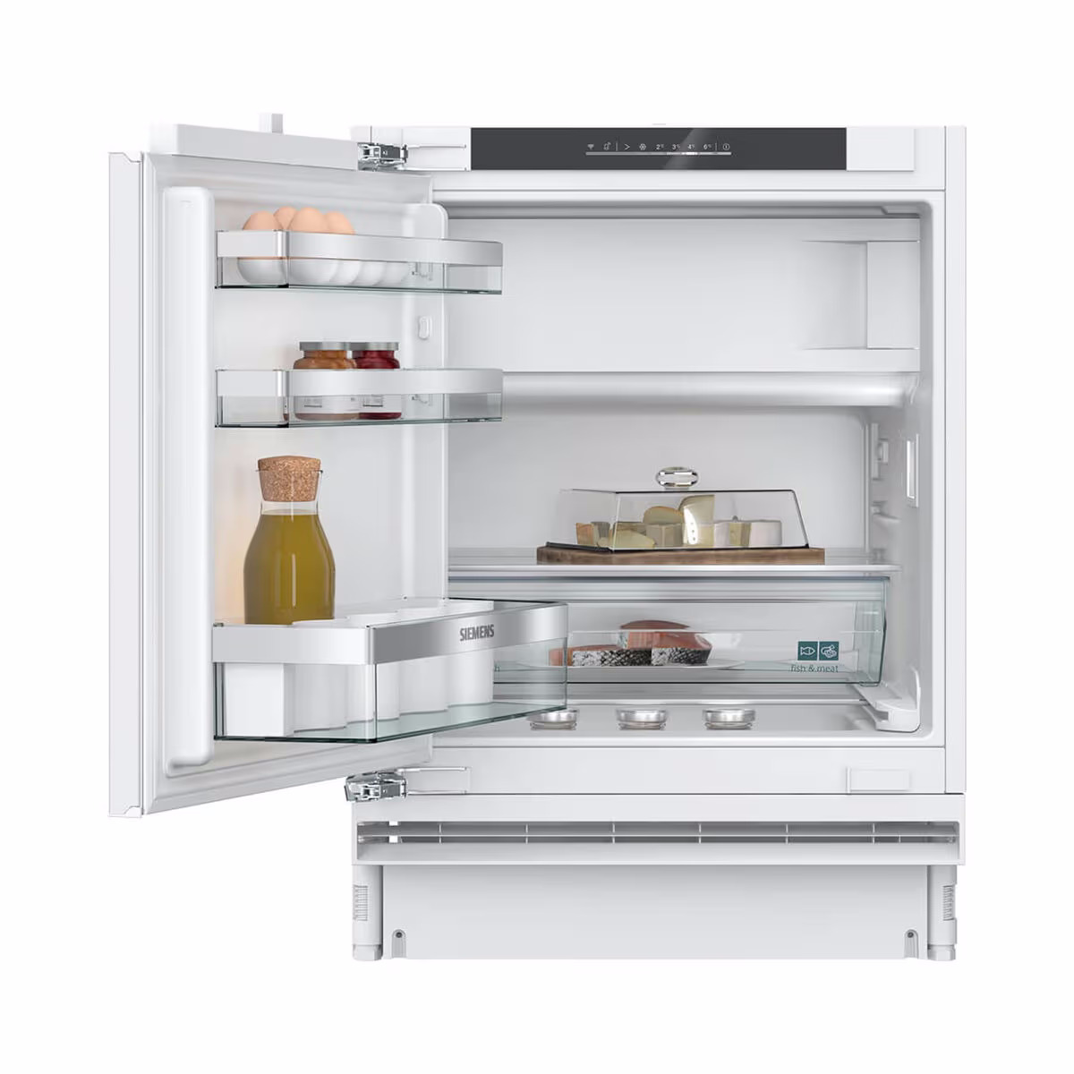 Siemens iQ500, Unterbau-Kühlschrank mit Gefrierfach, 82 x 60 cm, Flachscharnier mit Softeinzug KU22LADD0H Einbau Kühlschrank 60cm vollintegriert –