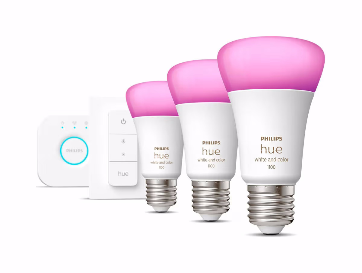Philips Hue Lampen Starter Kit A60 White and Color Ambiance E27 (8W) – 3 Stück LED-Lampe – LED/Leuchtmittel/Glühbirne