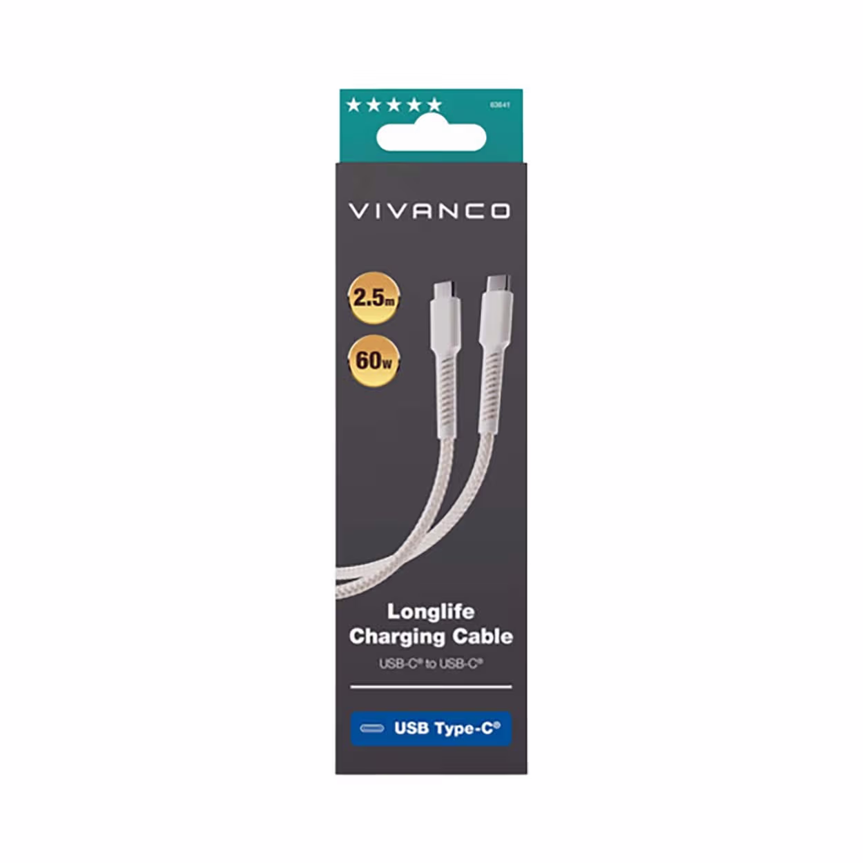 Image of Vivanco USB-C - USB-C 2.5m Weiss Longlife Sync & Charging Kabel – USB C Kabel/Adapter/Ladegerät