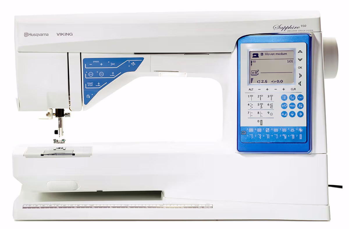 Husqvarna Viking Sapphire 930 Nähmaschine – weiss / blau