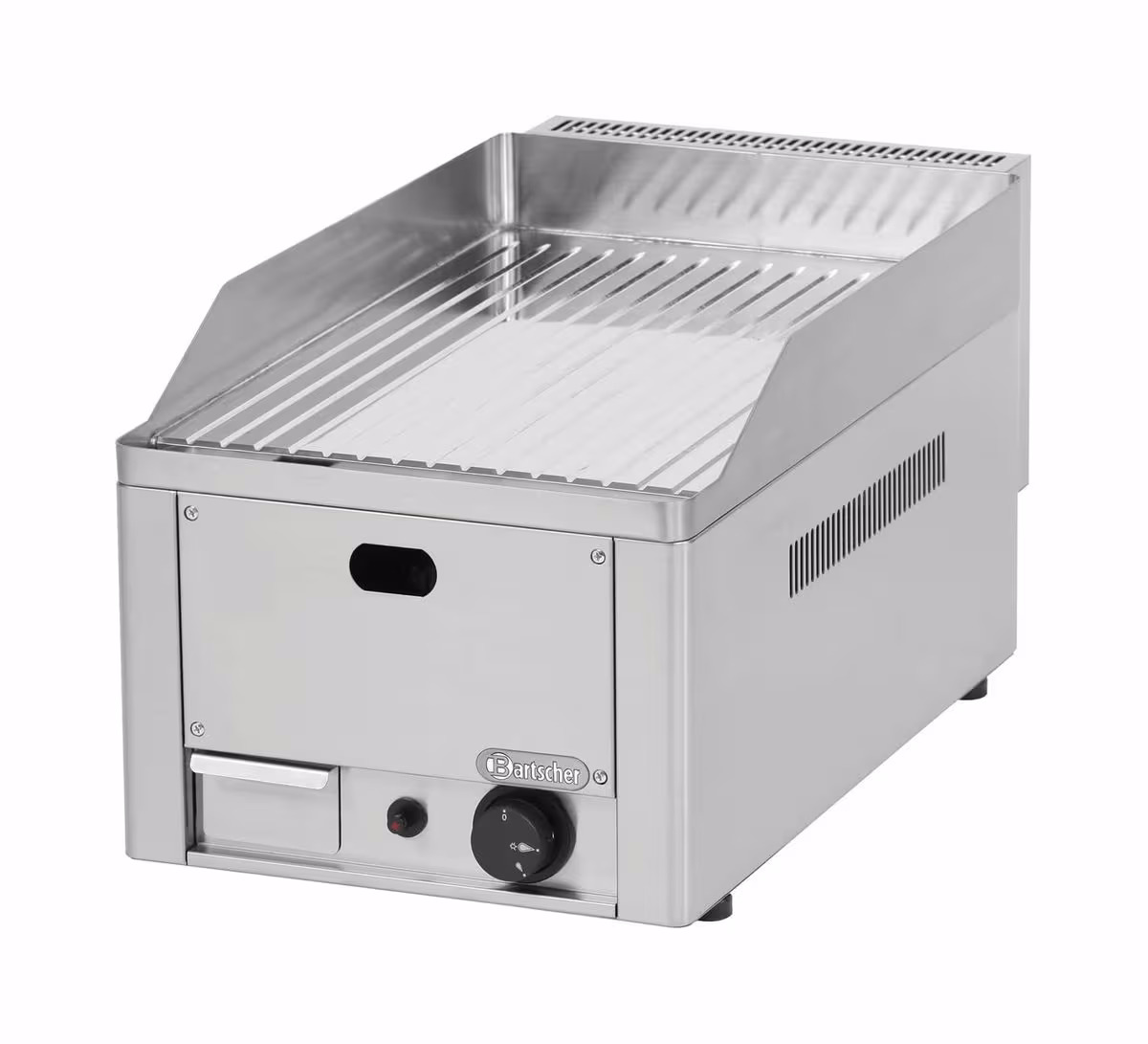 Bartscher Gas-Griddleplatte 320, Chrom, gerillt mit Flüssiggasanschluss – Gastro Grill/Griddleplatte – edelstahl