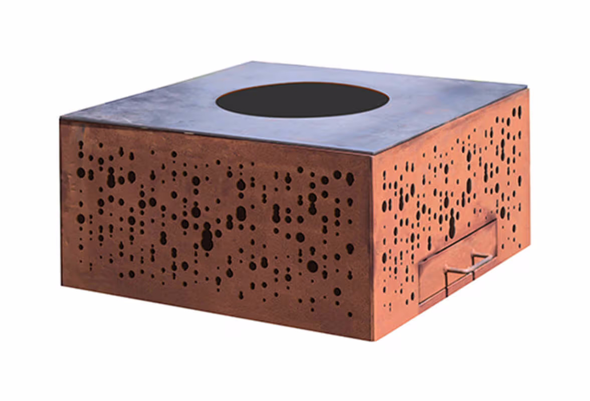 Eldur Garden Fire Pro Cube 70 Holzkohlegrill – Feuerschale/Feuerstelle – rost