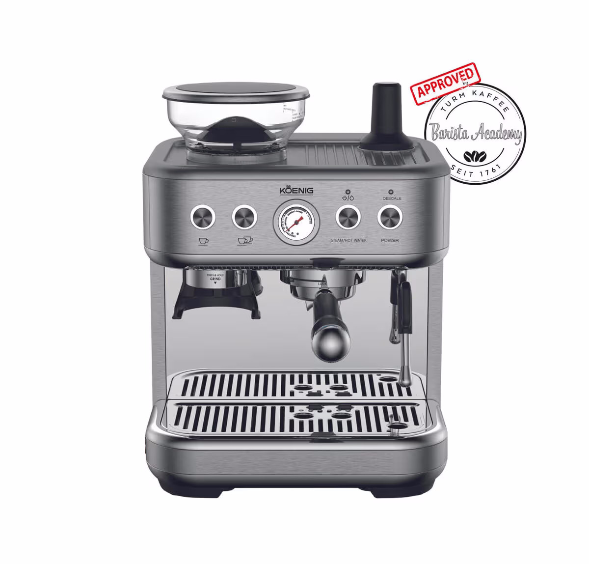 Koenig Baressa B03216 Siebträgermaschine – Siebträgermaschine/Espressomaschine – edelstahl