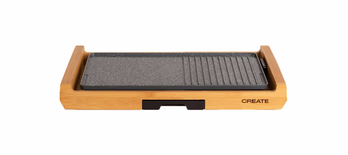 CREATE Stone Flat Bamboo Plattengrill – Tischgrill – schwarz
