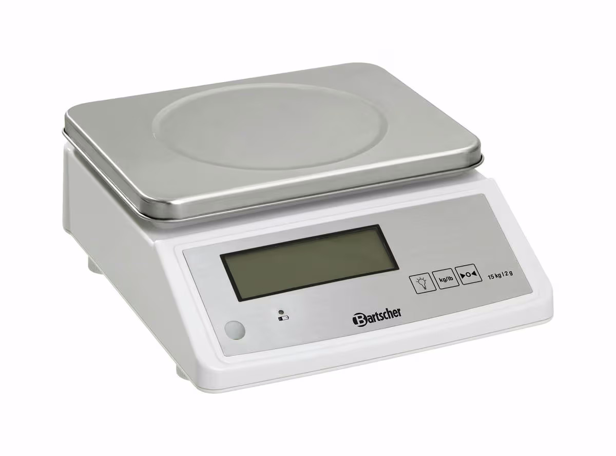 Bartscher Elektronische Küchenwaage, 15kg, 2g Elektronische Küchenwaage – Gastro Küchengeräte Zubehör – grau