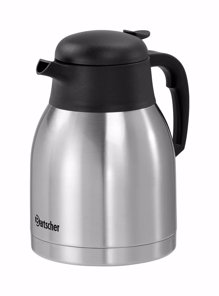 Image of Bartscher Edelstahl-Isolierkanne 1.5 Liter – Gastro Kaffeemaschine/Gastro Getränkespender – edelstahl / schwarz