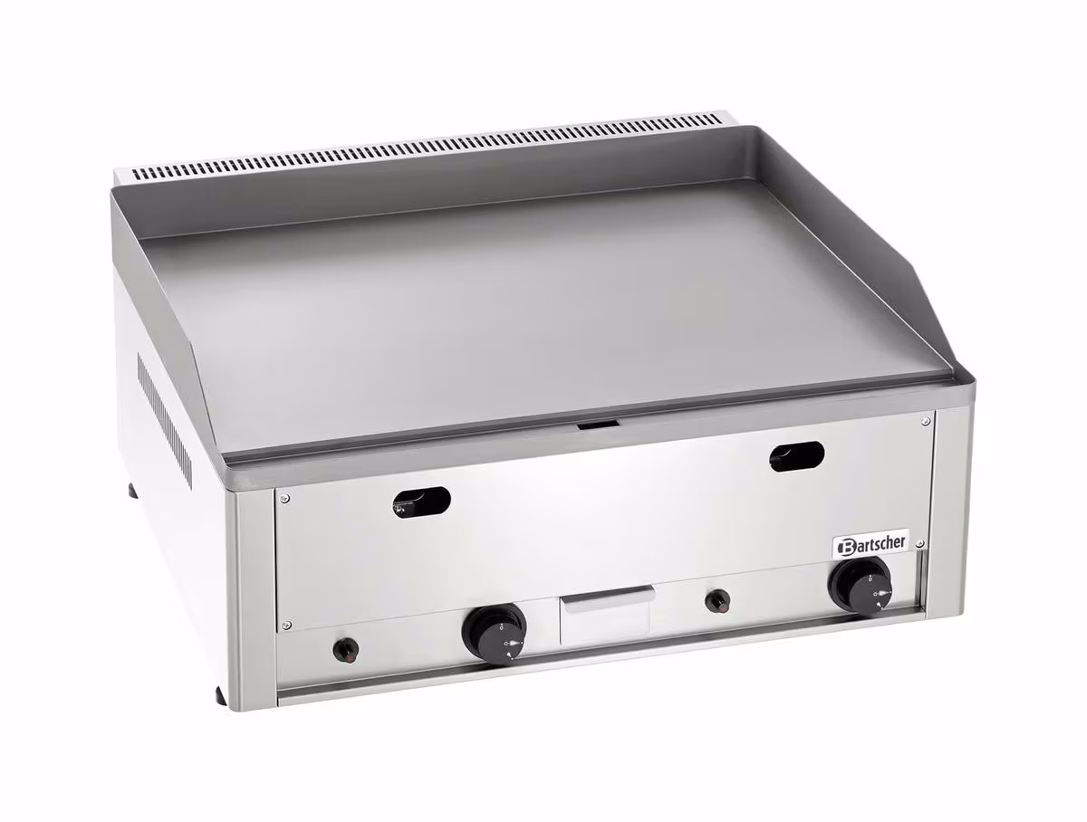 Bartscher Gas-Griddleplatte 650, Guss, glatt mit Flüssiggasanschluss – Gastro Grill/Griddleplatte – grau