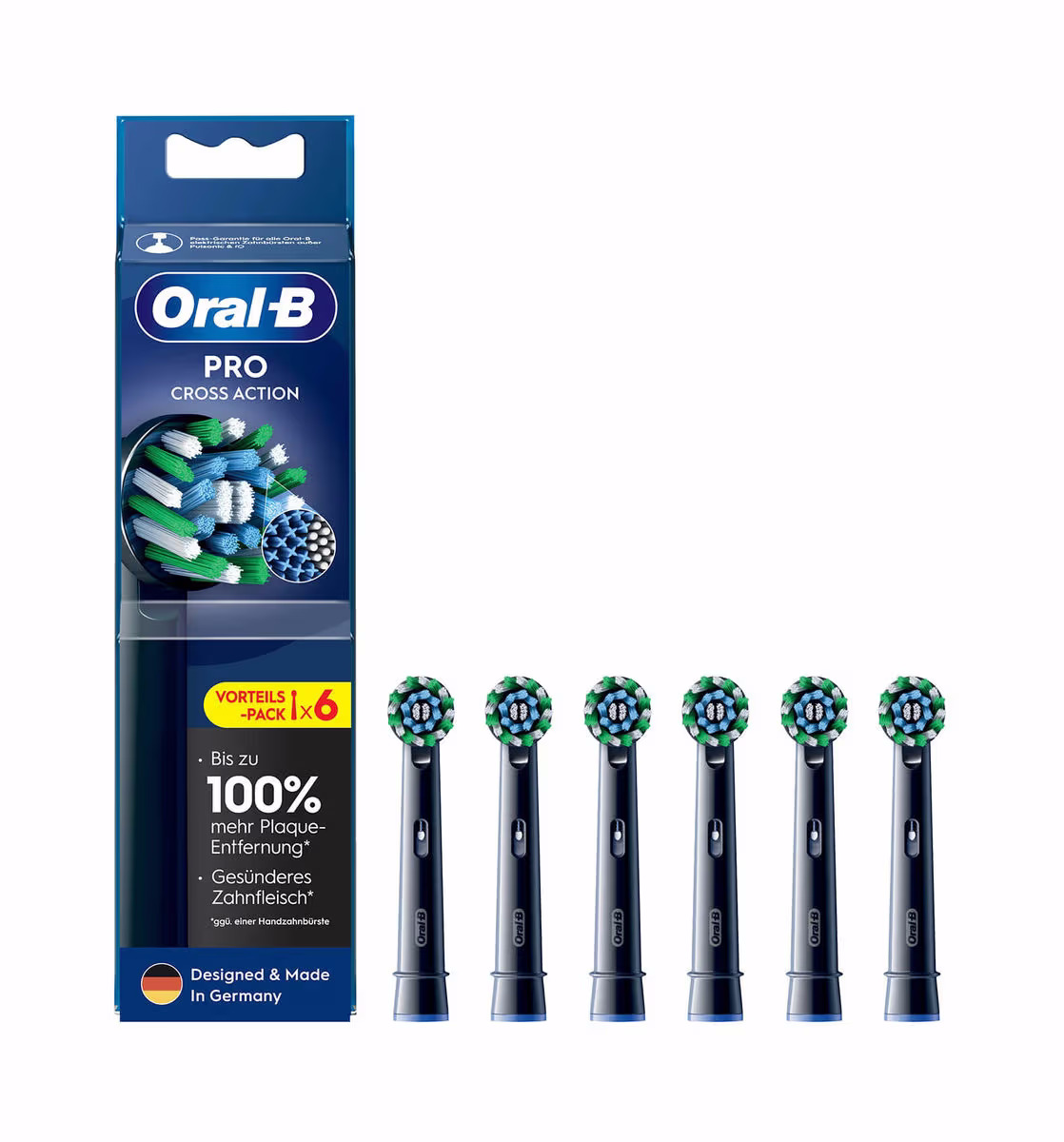 Oral-B Pro CrossAction 6er schwarz Ersatzzahnbürsten – Ersatzbürste/Zahnpflege Zubehör
