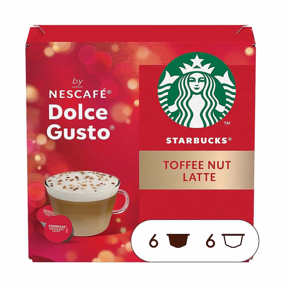 NESCAFE Dolce Gusto Starbucks Toffee Nut Latte Kaffeekapsel – Dolce Gusto Kapseln – rot