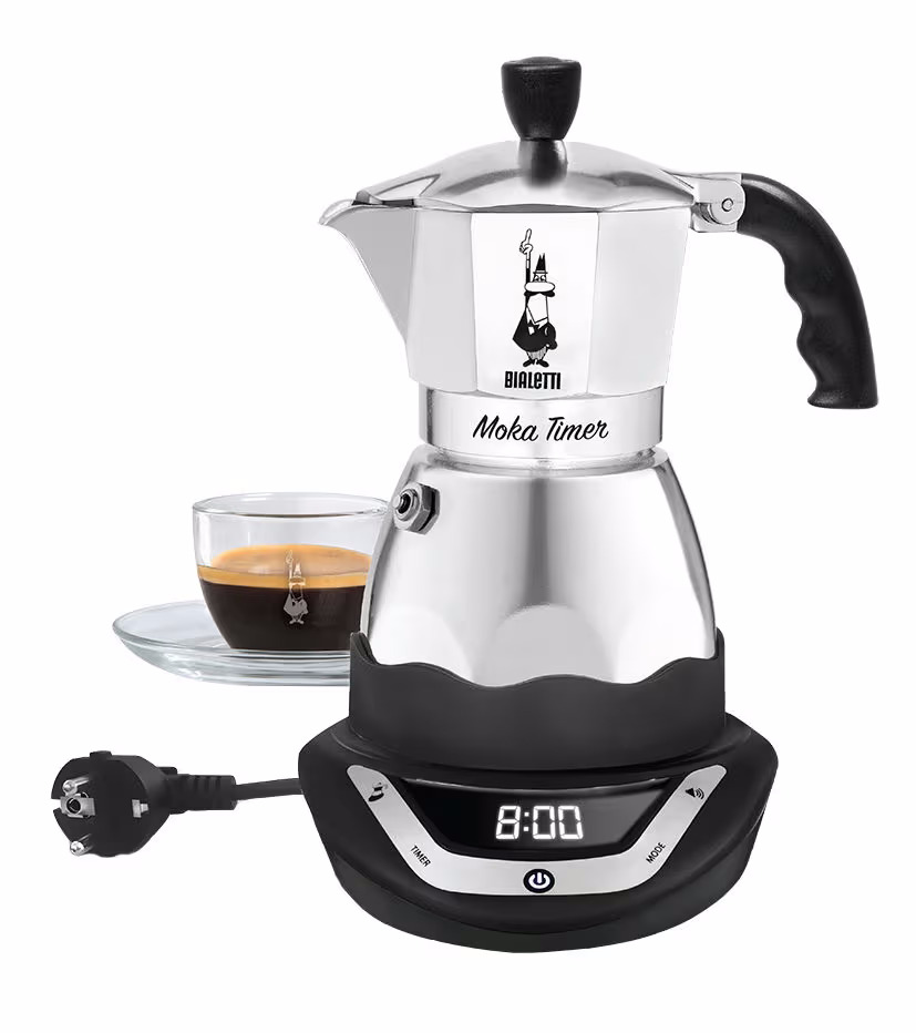 Bialetti ITALIENISCHE KAFFEEMASCHINE ELEKTRISCHER TIMER, ALU 3 TASSEN, 170W Perkolator – Filterkaffeemaschine – aluminium